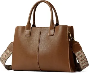 Fashion Womens Top Handle Crossbody Bag - Stylish Beige Tote Satchel Shoulder Purse