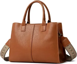Fashion Womens Top Handle Crossbody Bag - Stylish Beige Tote Satchel Shoulder Purse
