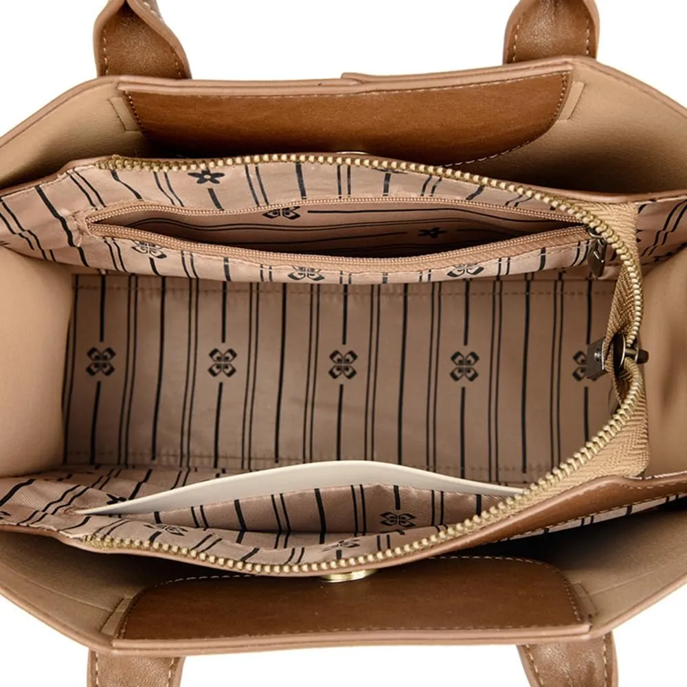 Fashion Womens Top Handle Crossbody Bag - Stylish Beige Tote Satchel Shoulder Purse