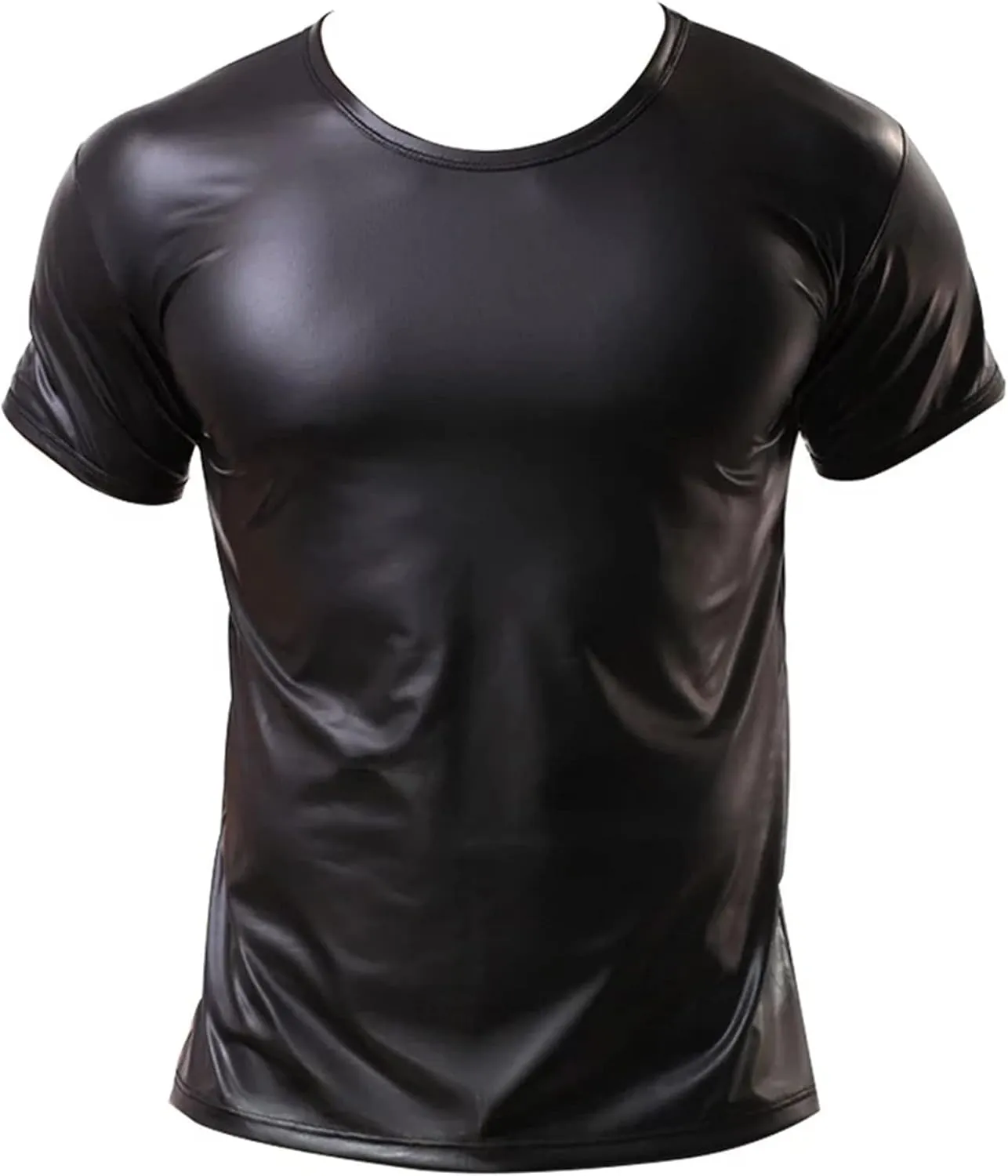 FEOYA Men's Sports Elastic Tank Tops Undershirt Faux Leather Wetlook Shirt