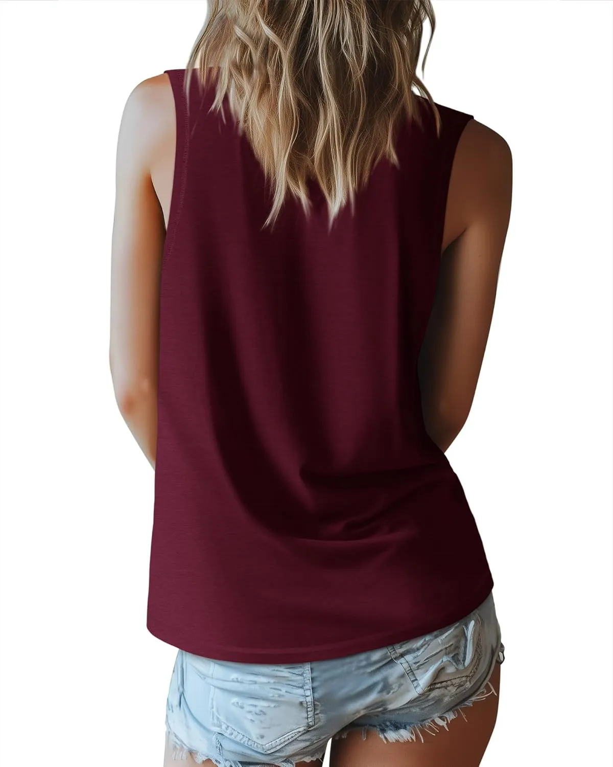 Ficerd 3 Pack Women's Tank Top 2025 Deep V Neck Summer Sleeveless Shirts Cotton Loose Fit Tops Casual Basic Workout Tunic