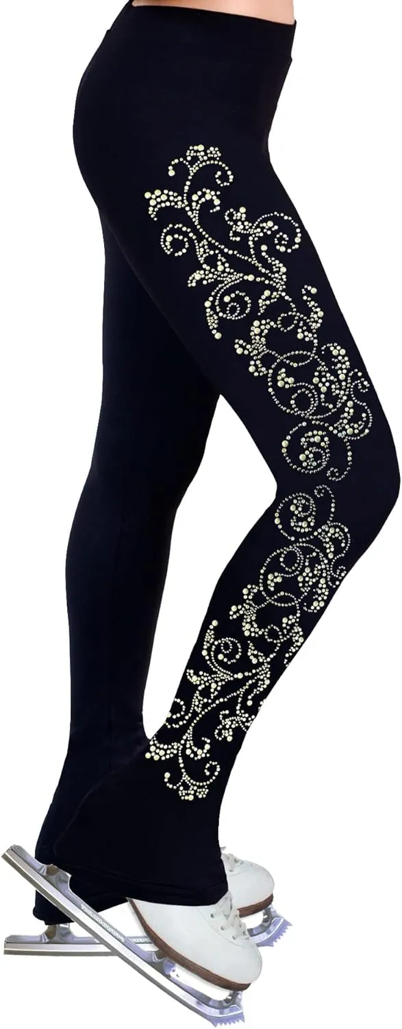 Figure Skating Practice Pants with Rhinestones R52 - Child Sizes