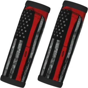 Firefighter Axe Red Line Flag Print 2 Pack Luggage Handle Wrap for Suitcase, Comfort Soft Handle Covers, Luggage Accessories