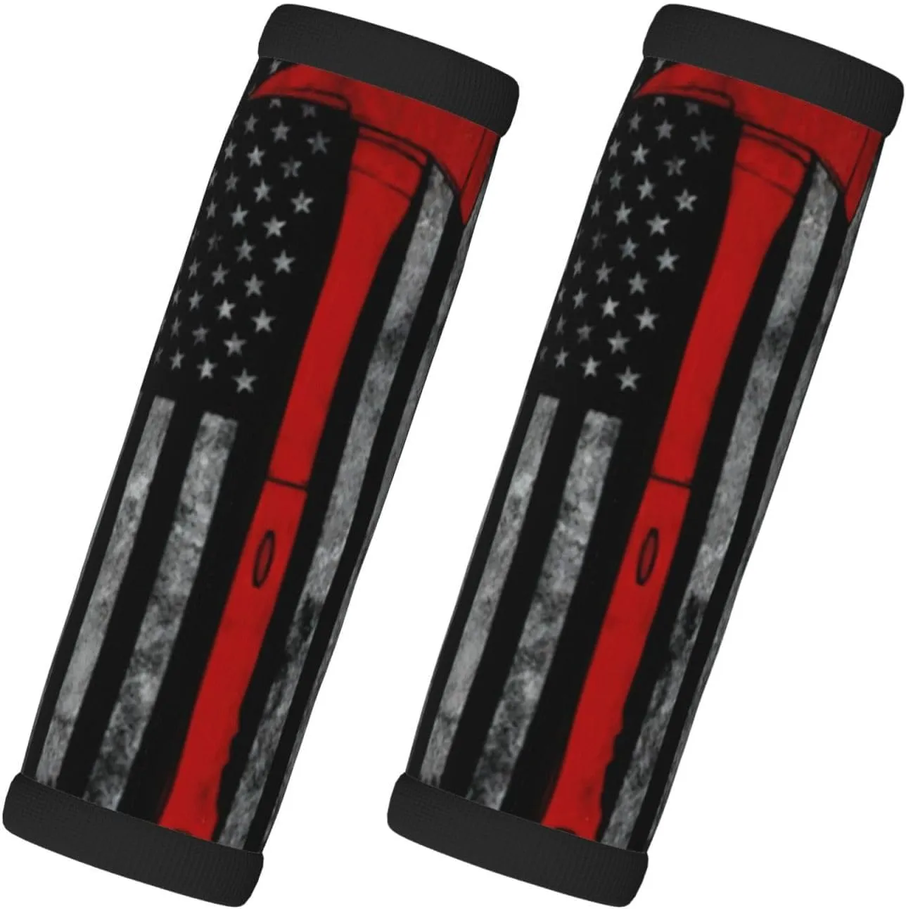 Firefighter Axe Red Line Flag Print 2 Pack Luggage Handle Wrap for Suitcase, Comfort Soft Handle Covers, Luggage Accessories