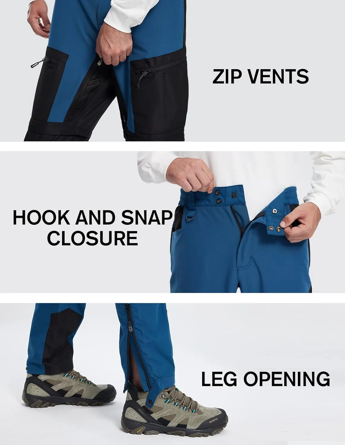 fit space Men's Reinforced Hiking Pants Tapered Zip Off Trekking Pants Convertible Vented