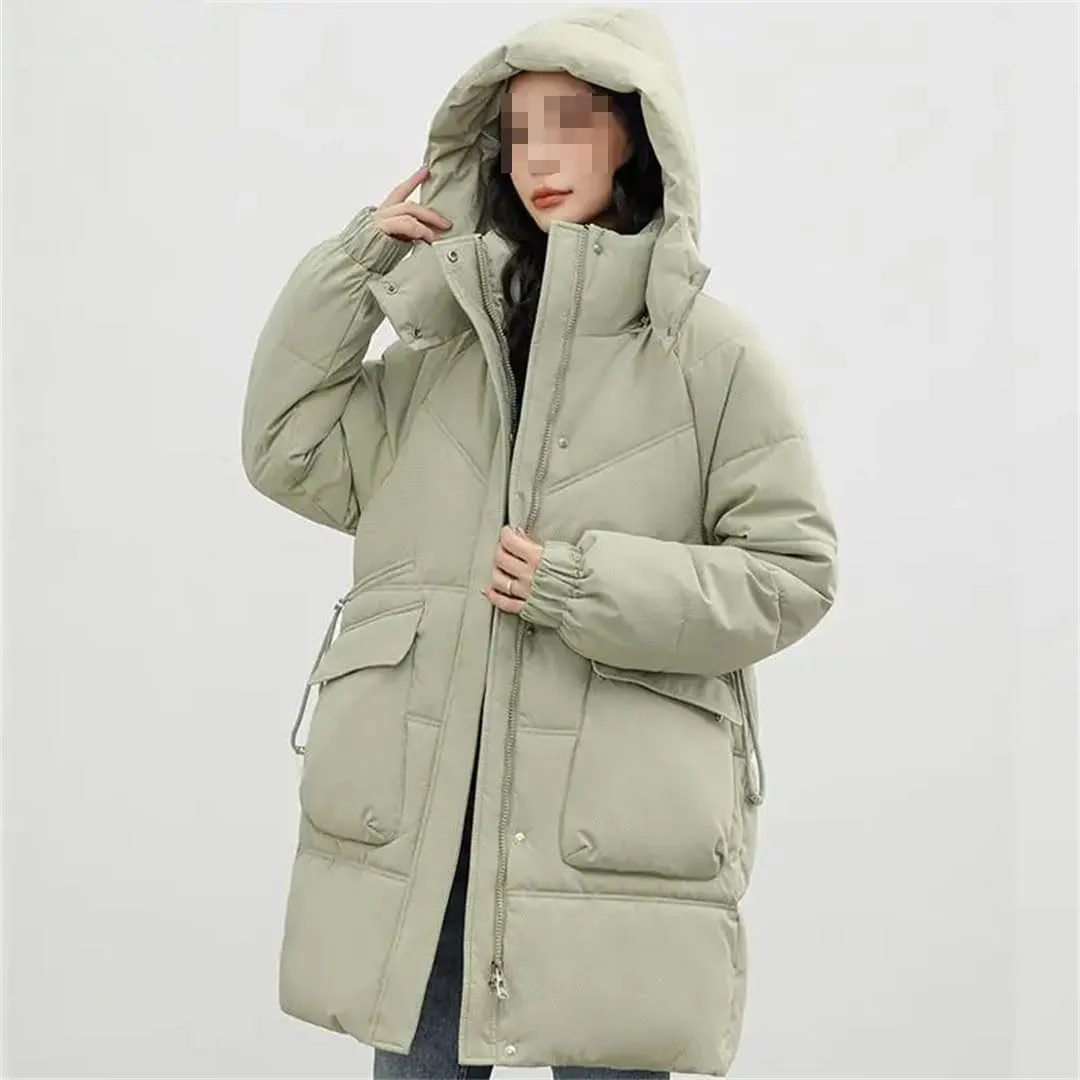 Fjnbbiot Women's Winter Puffer Jacket Overcoat Thick Down Cotton Padded Cold Coat Casual Loose Hooded Long Parkas