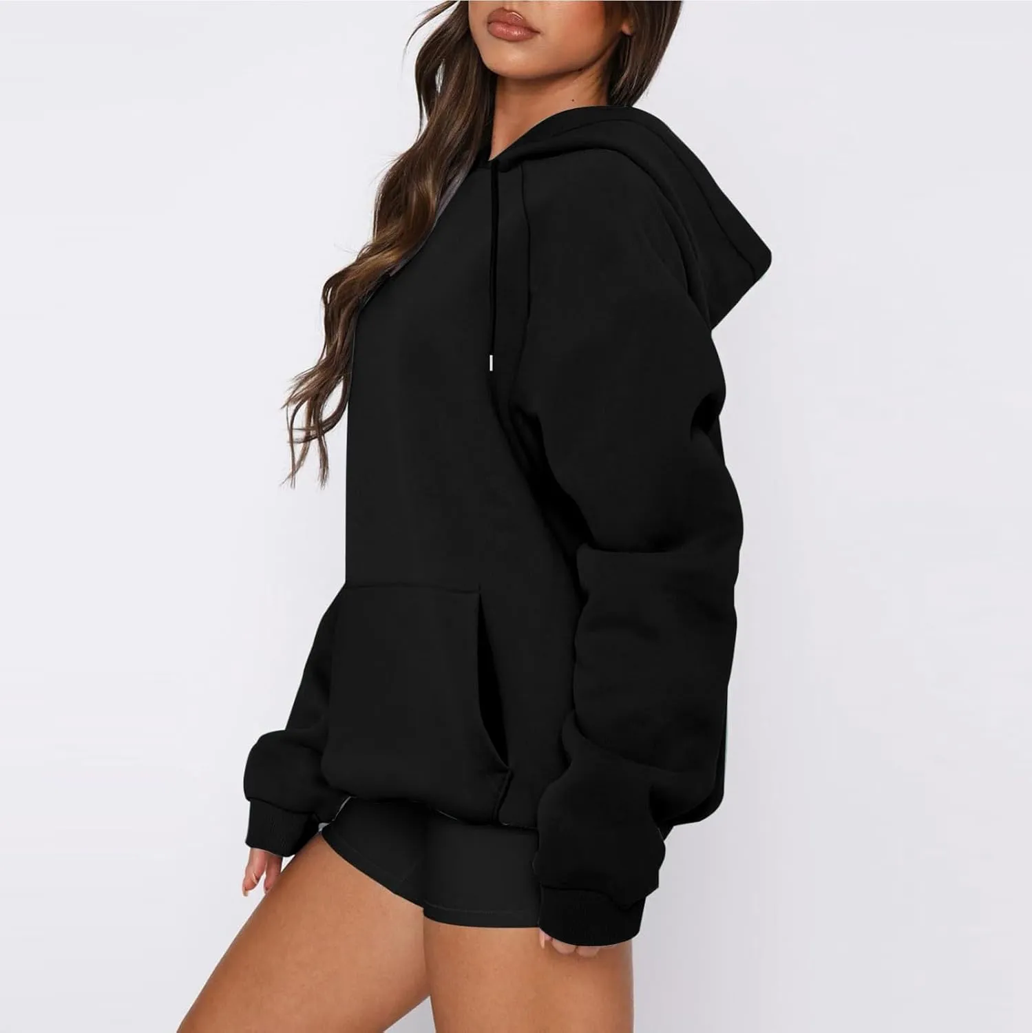 Fleece Hoodies for Women Baggy Lightweight Oversized Y2K Hoodie Comfy Casual Cotton Cute Sweatshirt Pullover w/Pocket