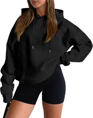 Fleece Hoodies for Women Baggy Lightweight Oversized Y2K Hoodie Comfy Casual Cotton Cute Sweatshirt Pullover w/Pocket