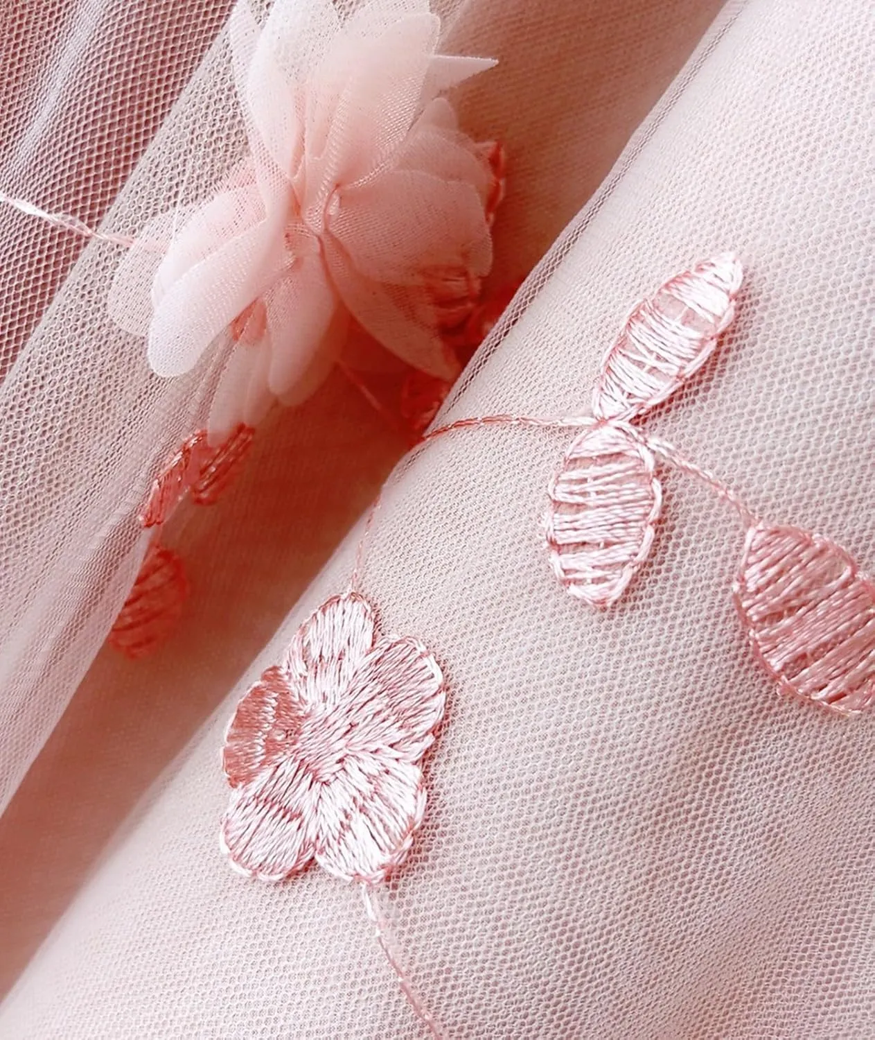 Floral Tulle Skirt for Women Embroidered High Waisted A Line Tiered Pleated Mesh Fairy Midi Skirt