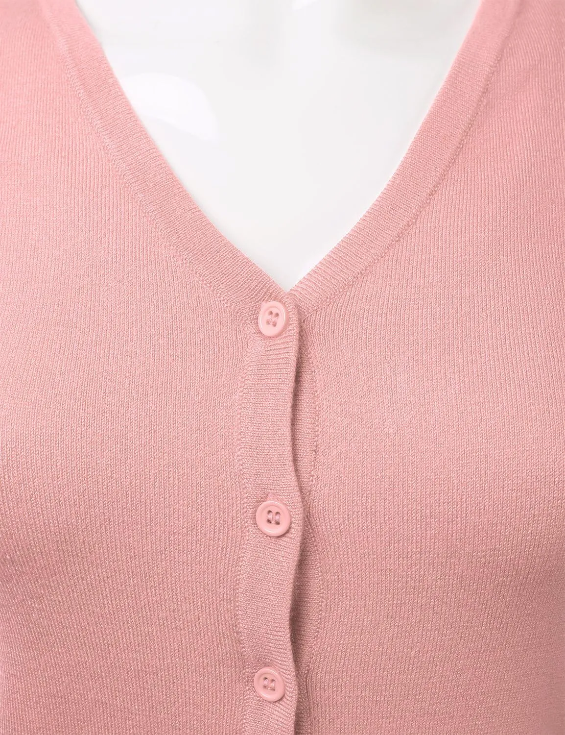 FLORIA Women's Button Down 3/4 Sleeve V-Neck Stretch Knit Cardigan Sweater (S-3X)