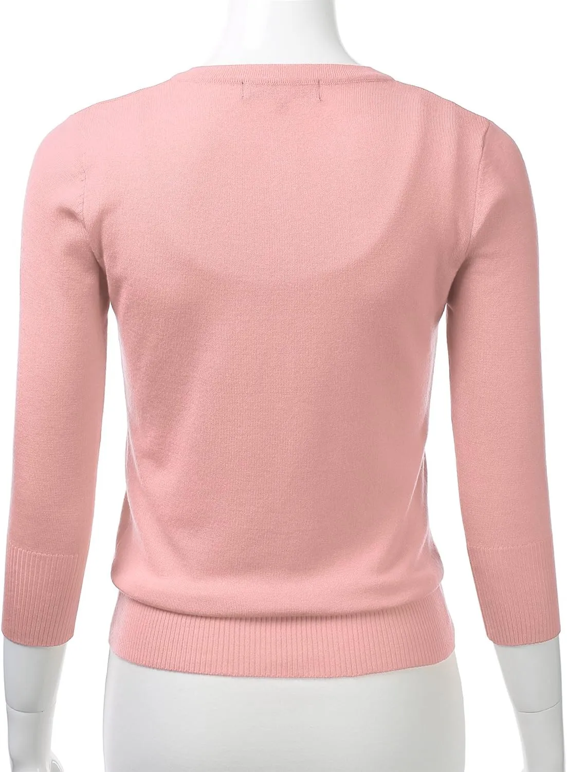 FLORIA Women's Button Down 3/4 Sleeve V-Neck Stretch Knit Cardigan Sweater (S-3X)