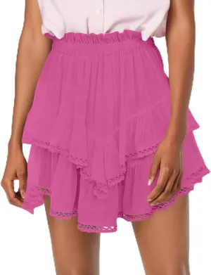 Flowy Shorts for Women Ruffle Skorts Mini Skirts High Waisted Teen Gilrs Tennis Skort Summer Chiffon Boho Skirts