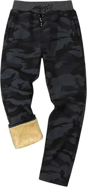 Gihuo Men's Winter Warm Fleece Pants Sherpa Fleece Lined Jogger Pants Sweatpants