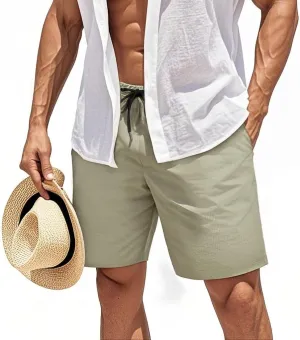 GINGTTO Mens Beach Shorts 7 inch Quick Dry Swim Trunks No Liner Seersucker Vacation Shorts for Men Elastic Waist