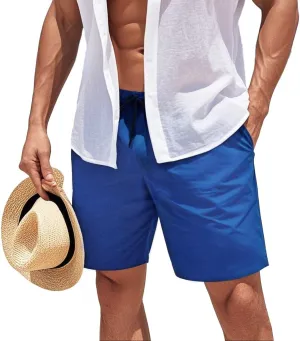 GINGTTO Mens Beach Shorts 7 inch Quick Dry Swim Trunks No Liner Seersucker Vacation Shorts for Men Elastic Waist
