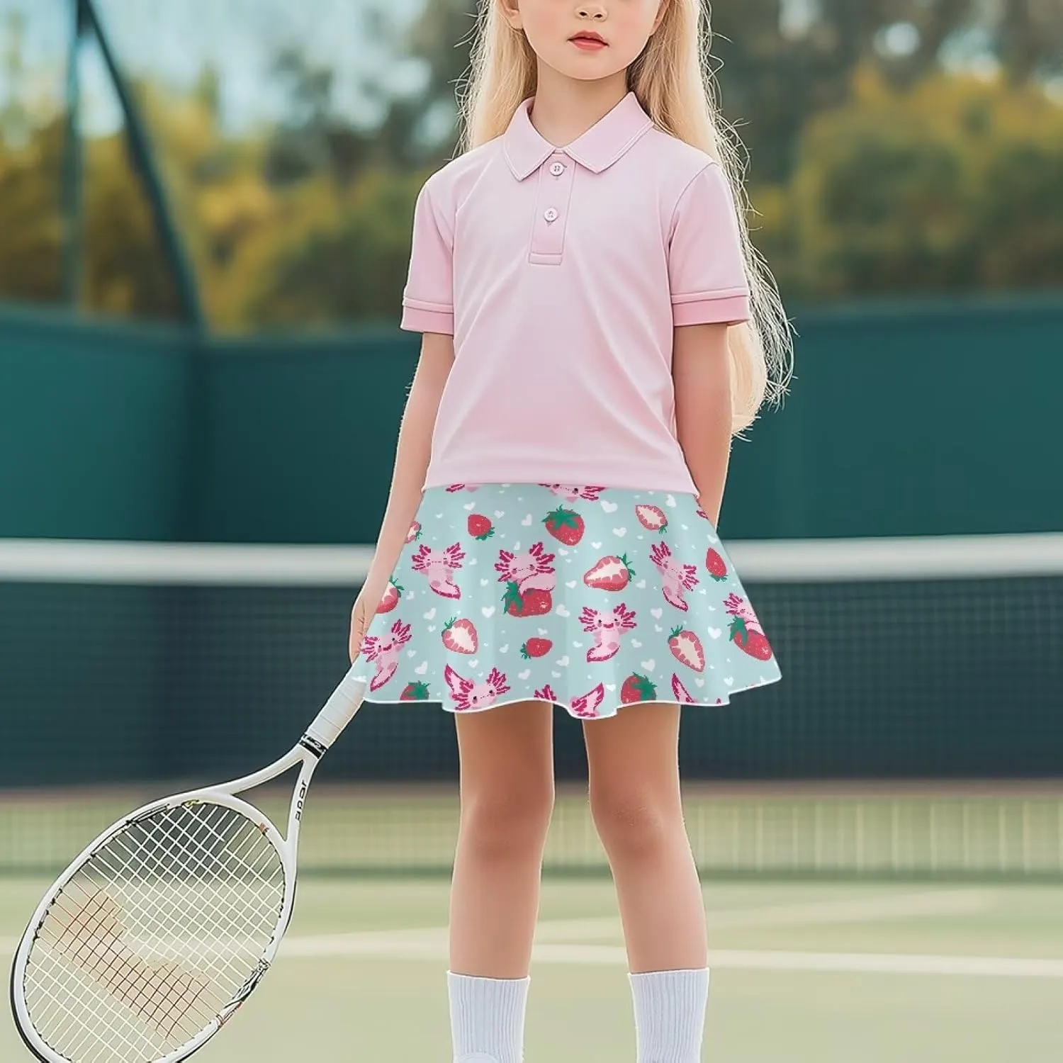 Girls High Waisted Pleated Skirt with Pockets Athletic Tennis Skorts with Shorts 5-14 Years Old