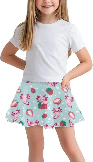 Girls High Waisted Pleated Skirt with Pockets Athletic Tennis Skorts with Shorts 5-14 Years Old