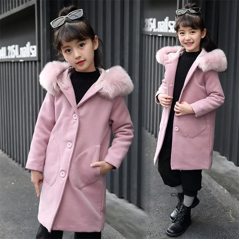 Girls Long Sleeve Hooded Windbreaker spring autumn Winter