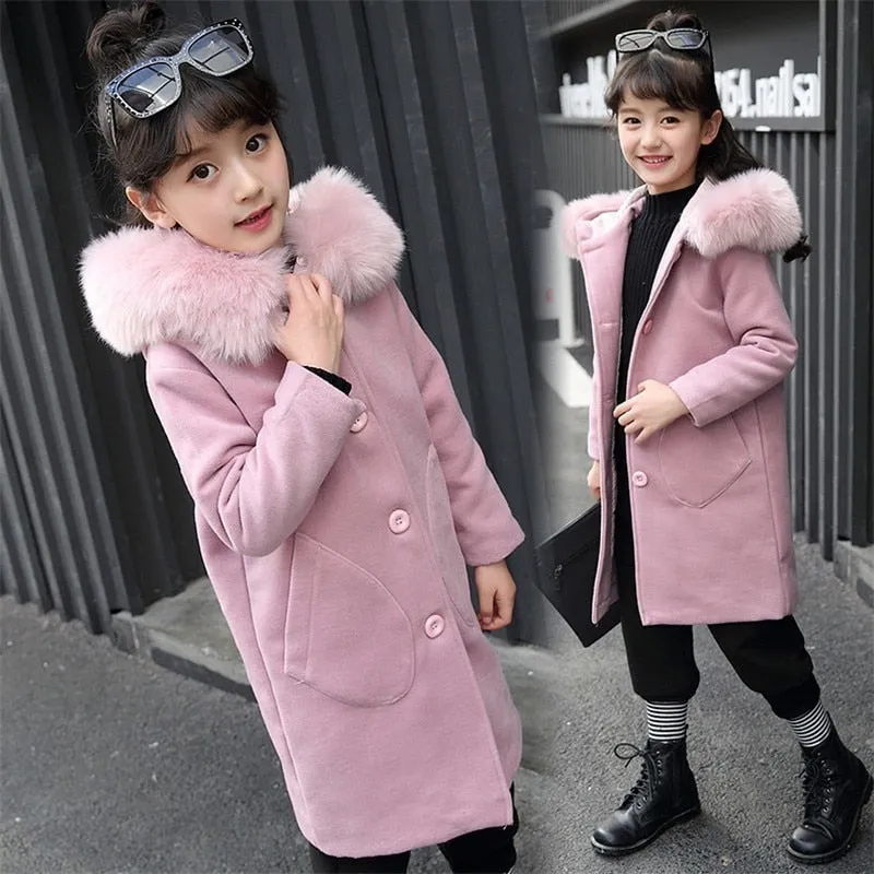 Girls Long Sleeve Hooded Windbreaker spring autumn Winter