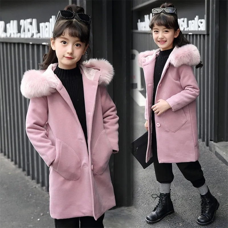 Girls Long Sleeve Hooded Windbreaker spring autumn Winter
