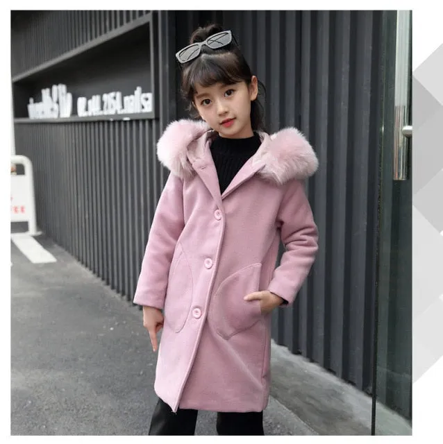 Girls Long Sleeve Hooded Windbreaker spring autumn Winter