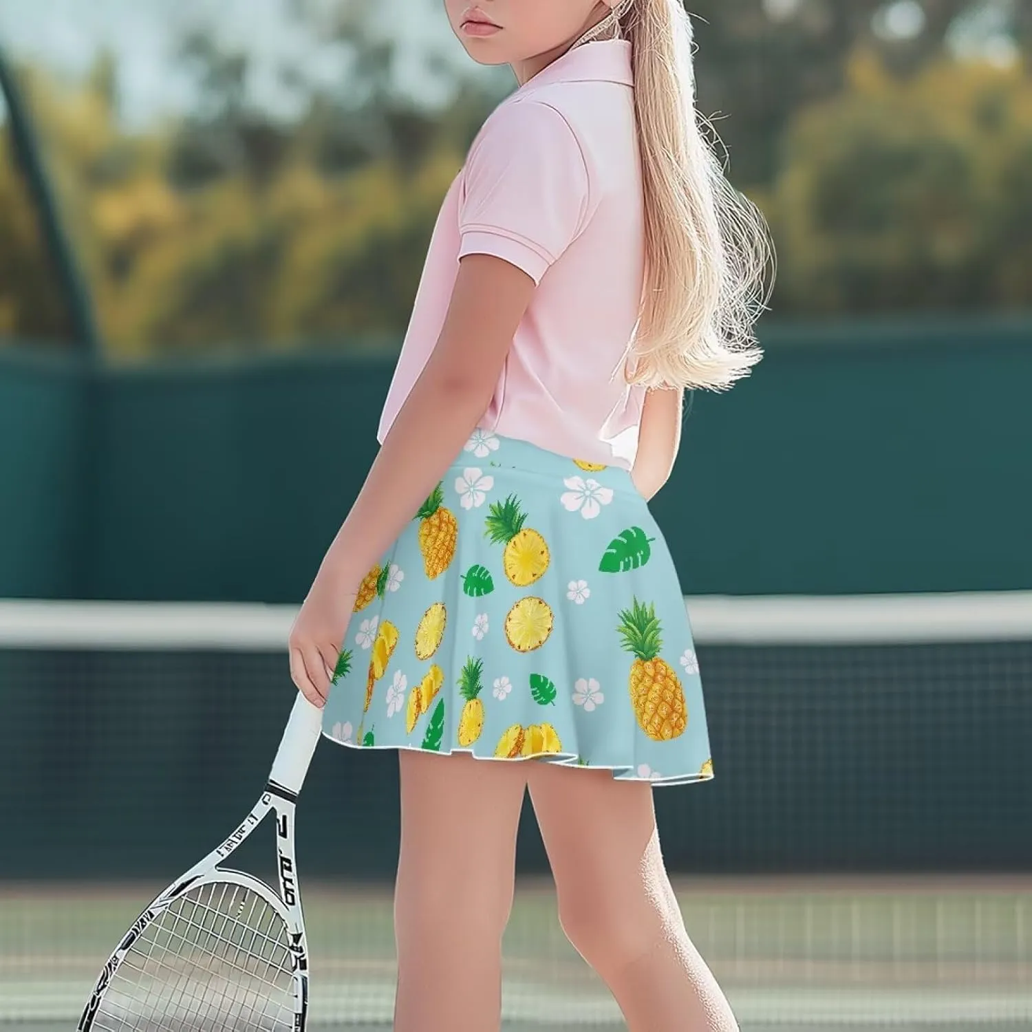 Girls Tennis Skirt with Built in Shorts Athletic Golf Skort with Pockets for Girls 5-14 Y
