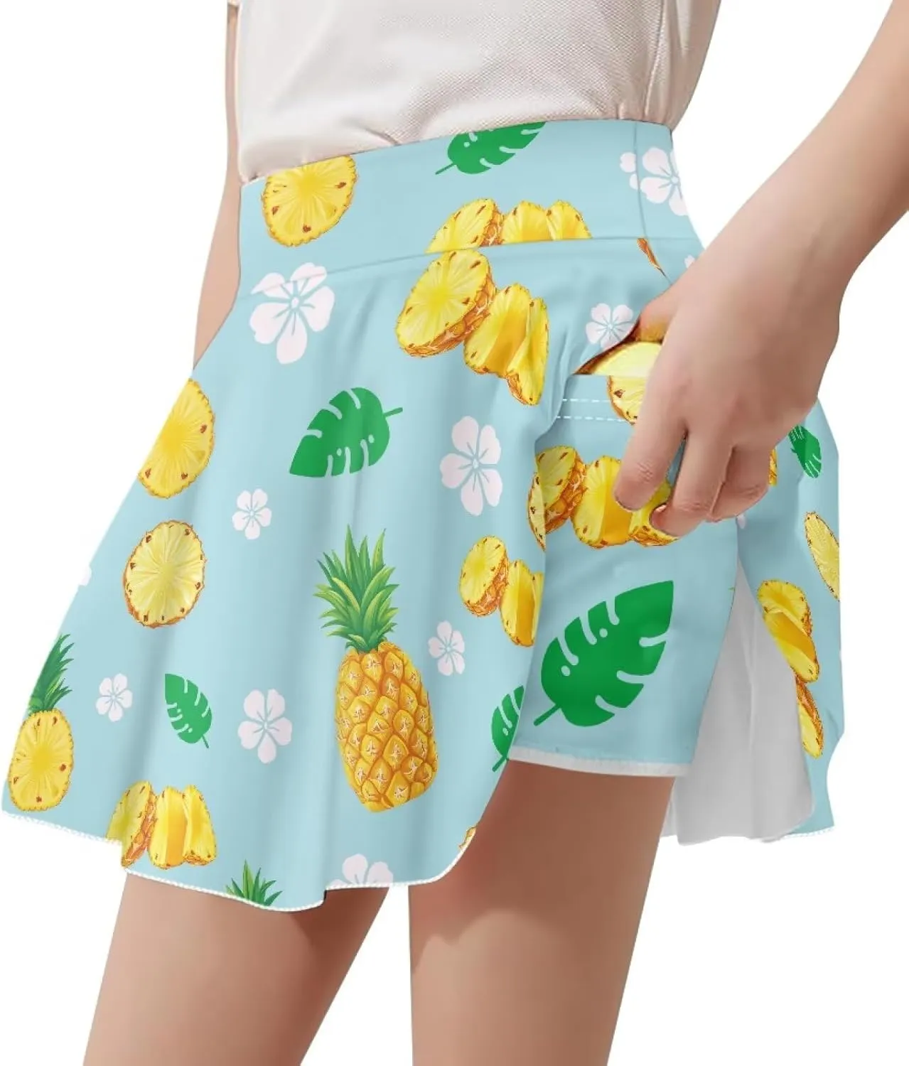 Girls Tennis Skirt with Built in Shorts Athletic Golf Skort with Pockets for Girls 5-14 Y