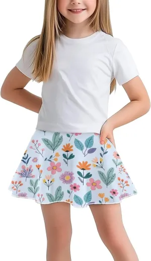 Girls Tennis Skirt with Built in Shorts Athletic Golf Skort with Pockets for Girls 5-14 Y