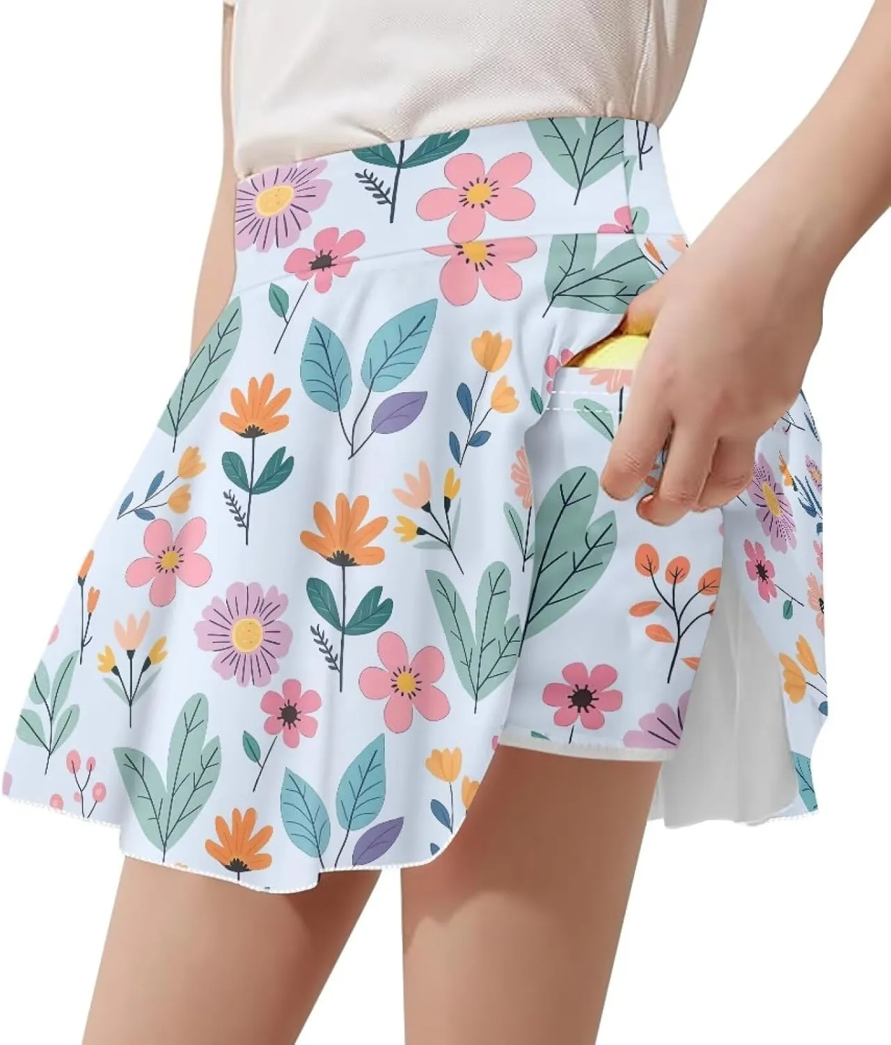 Girls Tennis Skirt with Built in Shorts Athletic Golf Skort with Pockets for Girls 5-14 Y