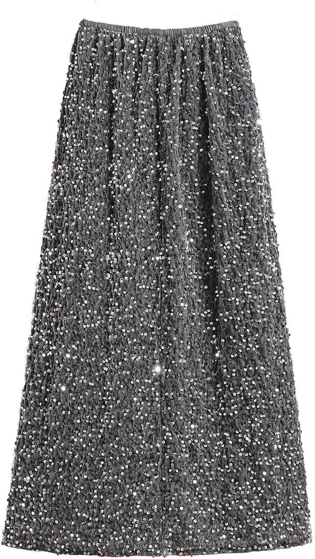 Glitter Skirts for Women Sequin Long Skirts for Girls Party Dresses