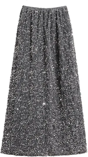Glitter Skirts for Women Sequin Long Skirts for Girls Party Dresses