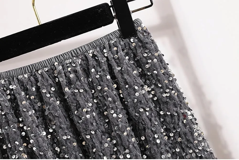 Glitter Skirts for Women Sequin Long Skirts for Girls Party Dresses