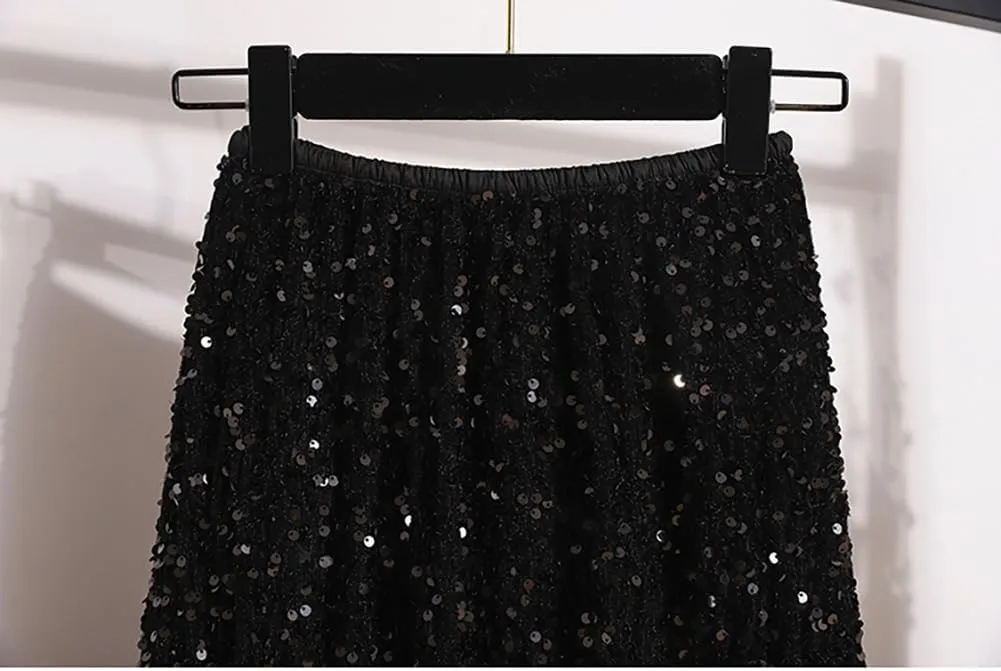 Glitter Skirts for Women Sequin Long Skirts for Girls Party Dresses