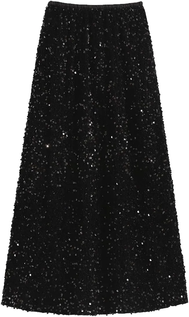 Glitter Skirts for Women Sequin Long Skirts for Girls Party Dresses