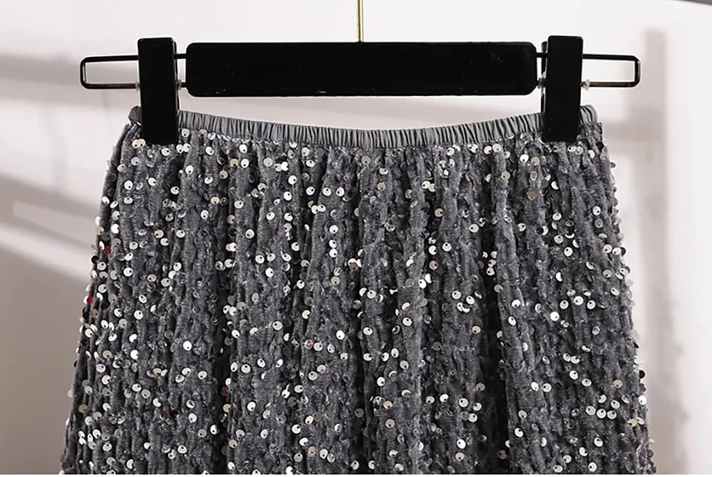 Glitter Skirts for Women Sequin Long Skirts for Girls Party Dresses
