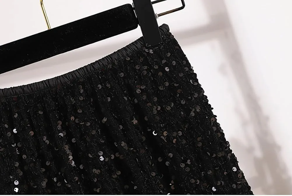 Glitter Skirts for Women Sequin Long Skirts for Girls Party Dresses