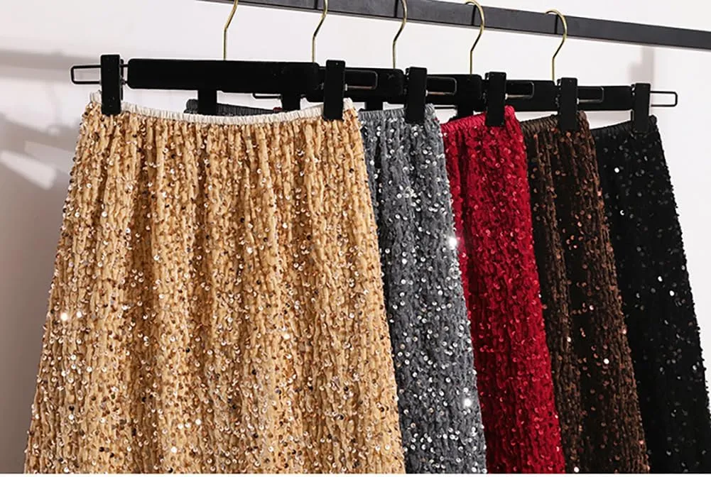 Glitter Skirts for Women Sequin Long Skirts for Girls Party Dresses