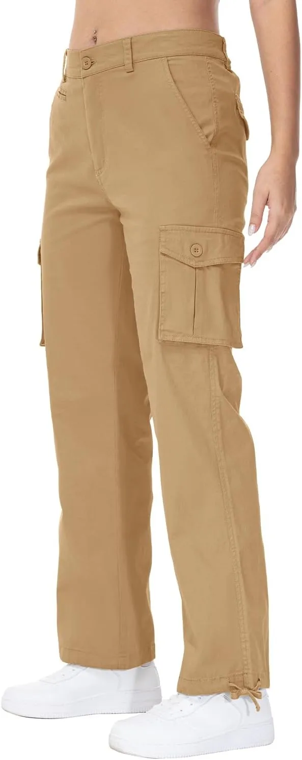 Gopune Women's Hiking Cargo Pants Lightweight Outdoor Travel Work Casual Cotton Pants with 7 Pockets
