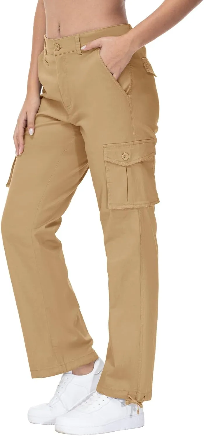 Gopune Women's Hiking Cargo Pants Lightweight Outdoor Travel Work Casual Cotton Pants with 7 Pockets