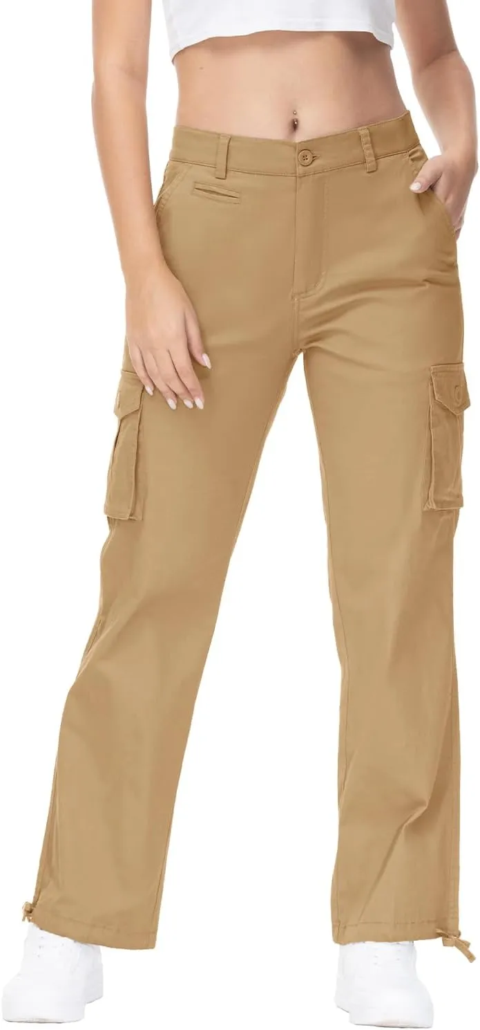 Gopune Women's Hiking Cargo Pants Lightweight Outdoor Travel Work Casual Cotton Pants with 7 Pockets