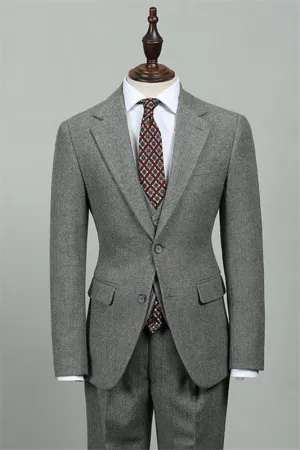 Gray Three Pieces Slim Fit Men Suits Notched Lapel Formal Business Men Suits Blazer Vest Pants