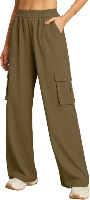 GRECERELLE Cargo Pants Women High Waisted Casual Wide Leg Womens Cargo Pants Baggy Y2K Cargos Pants with Pockets