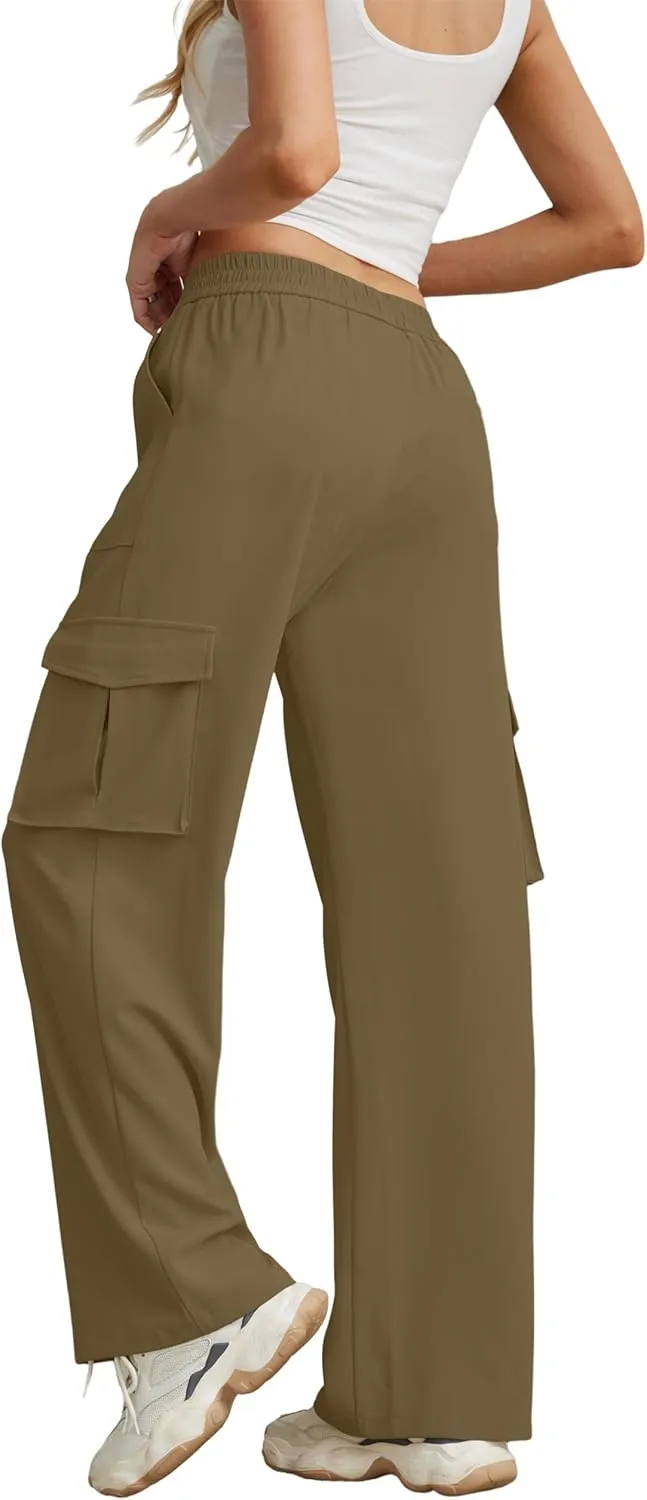GRECERELLE Cargo Pants Women High Waisted Casual Wide Leg Womens Cargo Pants Baggy Y2K Cargos Pants with Pockets