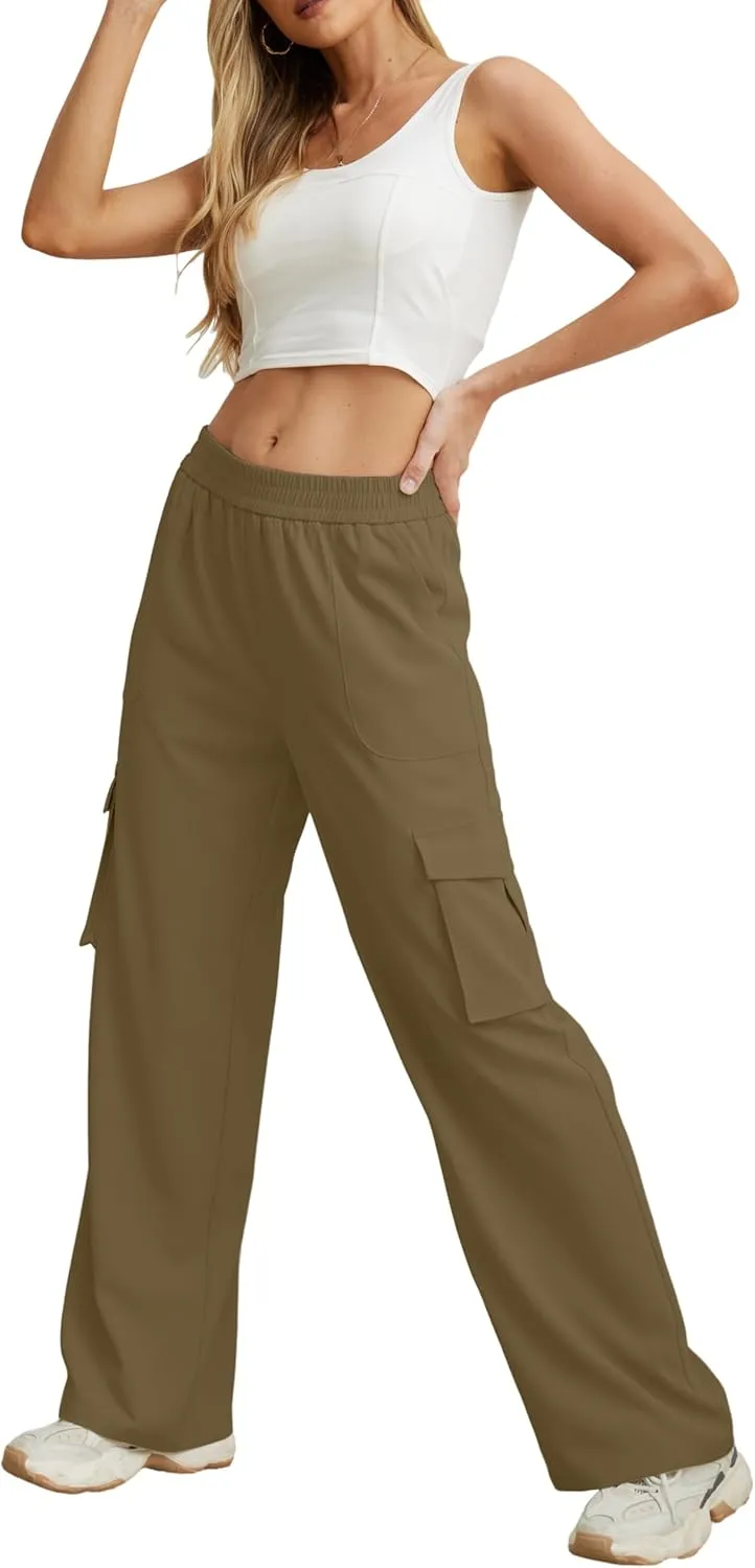 GRECERELLE Cargo Pants Women High Waisted Casual Wide Leg Womens Cargo Pants Baggy Y2K Cargos Pants with Pockets