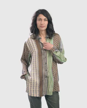 HALF BUTTON-UP TUNIC SHIRT, PISTACHIO by Alembika