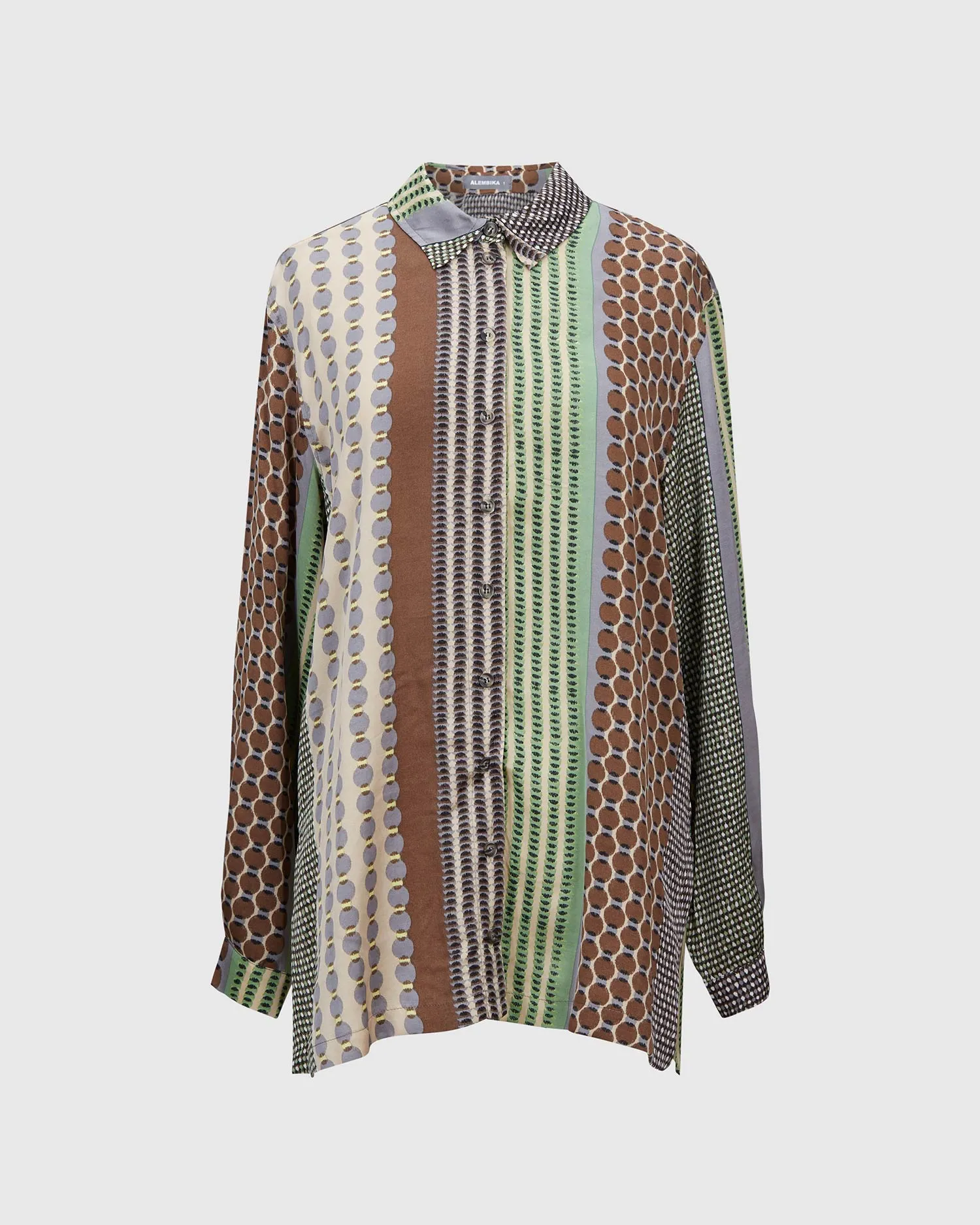 HALF BUTTON-UP TUNIC SHIRT, PISTACHIO by Alembika