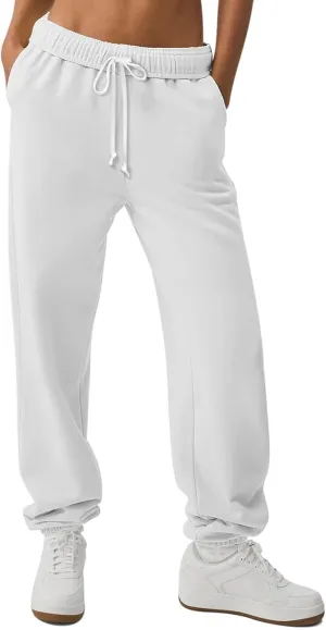 HeSaYep Women's Sweatpants Baggy Interior Drawstring High Waist Sweat Pants Cinch Bottom Jogger Pants