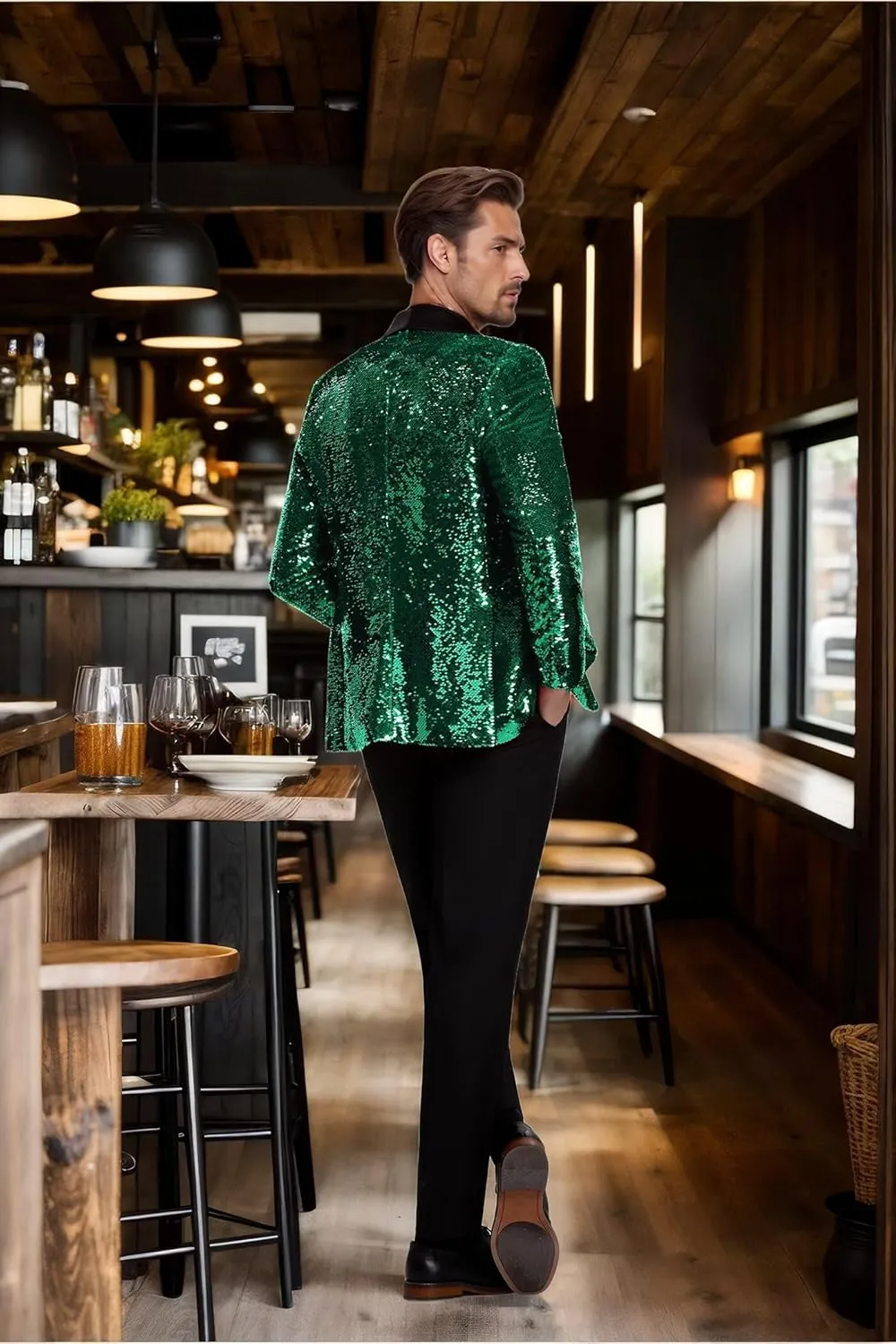 High-End Suits Men Sequins Tuxedo Sparkly Shawl Lapel Glitter 2 Pieces Blazer Pants Suit Party Dinner Prom Festival
