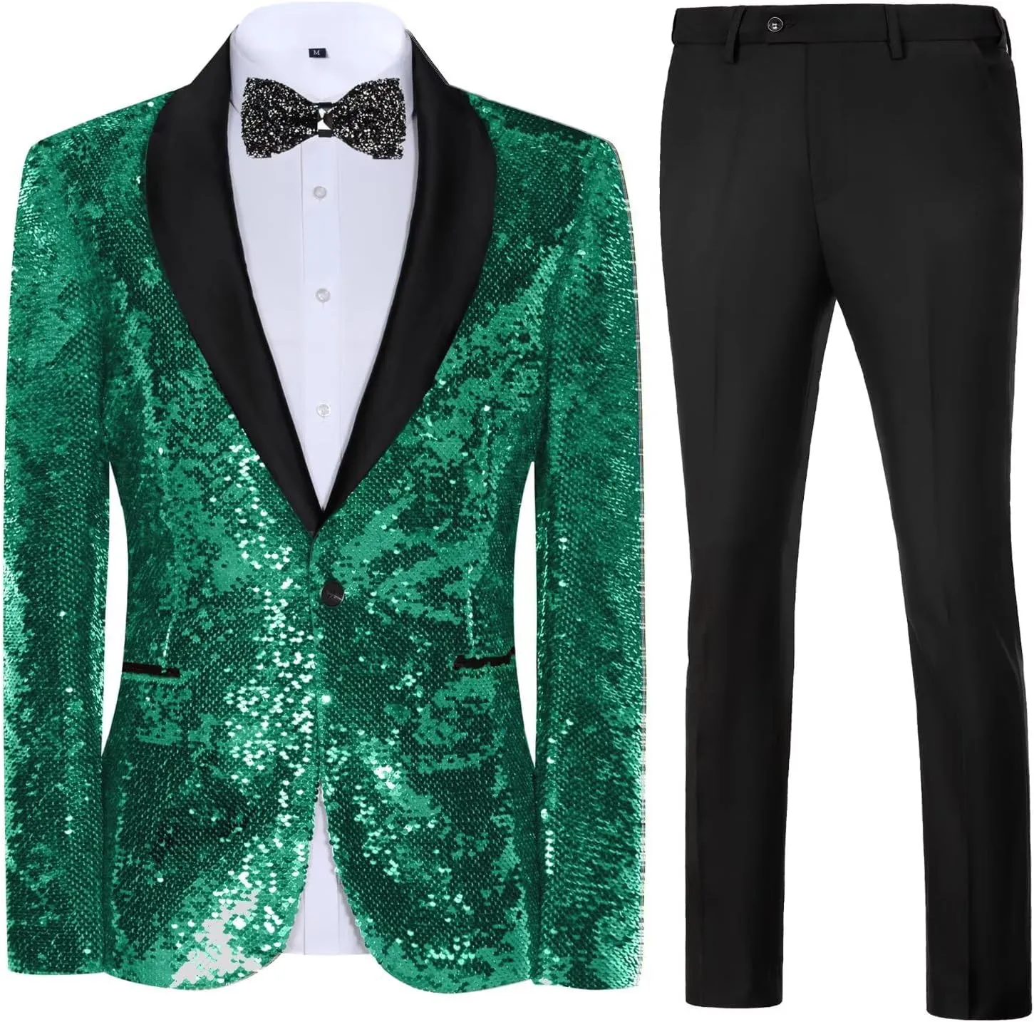 High-End Suits Men Sequins Tuxedo Sparkly Shawl Lapel Glitter 2 Pieces Blazer Pants Suit Party Dinner Prom Festival