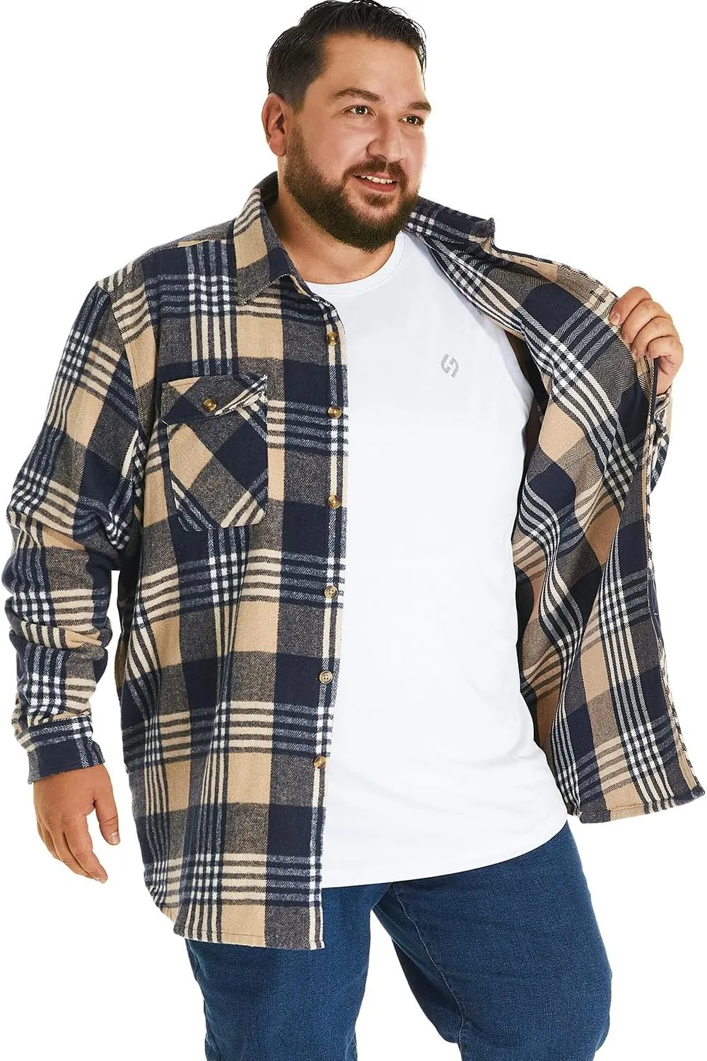 HOdo Big and Tall Mens Heavyweight Flannel Shirt 2XL- 6XL Button Down Shirt